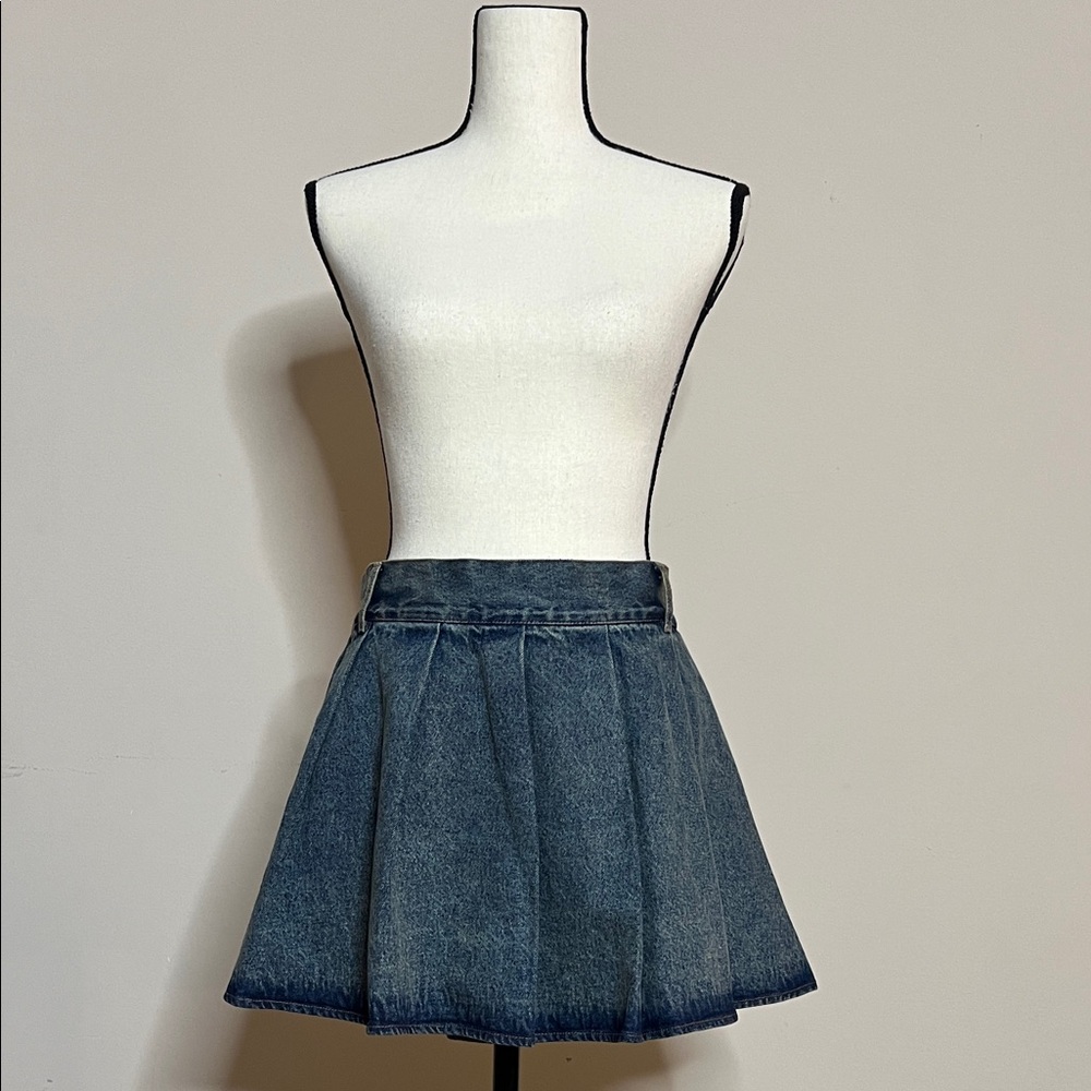 🪁🪣🩱Denim Pleated Mini Skirt - Blue
